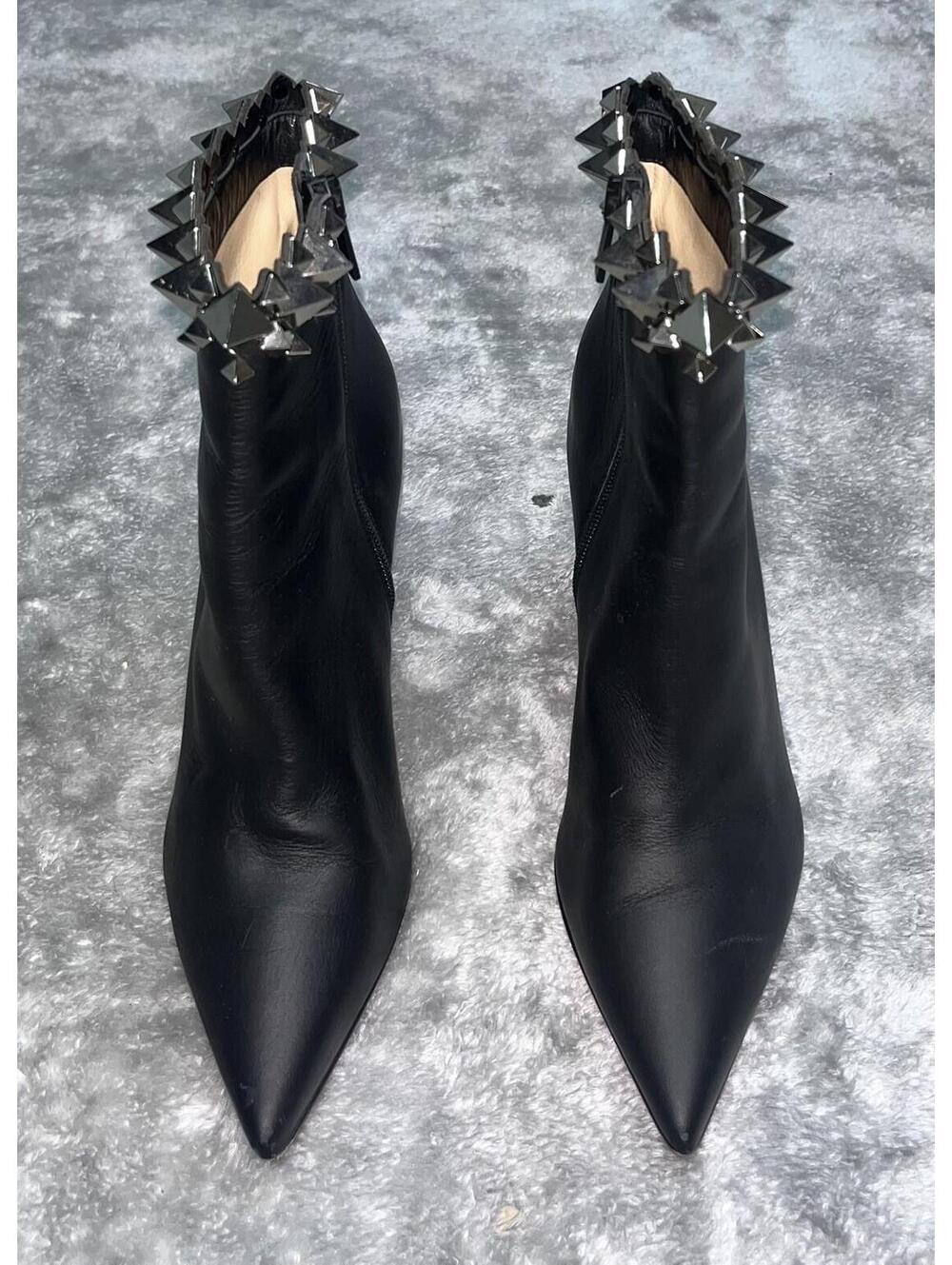 Christian Louboutin Belle 100 Ankle Boots Calf Leather Black Red-Sole Size 36.5 - Picture 6 of 10